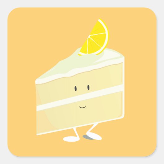レモンケーキスライスキャラクター スクエアシール (正面)