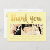 レモンゴールドフォイルありがとうスクリプトタイポグラフィ写真 ポストカード (正面/裏面)