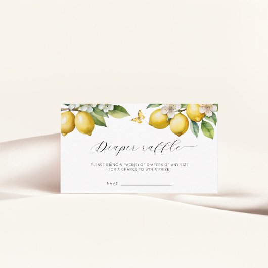 レモンサマーおむつラッフルチケットベビーシャワー エンクロージャーカード
