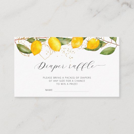 レモンサマーおむつラッフルチケットベビーシャワー エンクロージャーカード (正面)