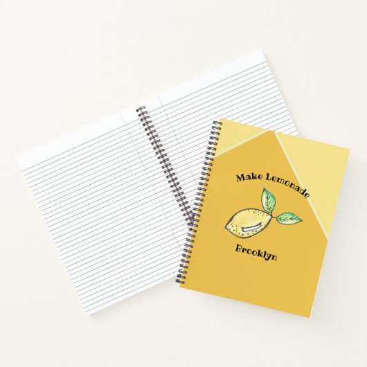 レモンサマーイエロー名モダンかわいい名前を追加おもしろい ノートブック (内部)