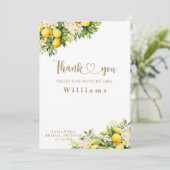 レモンサマーエレガントモダンフォトブライダルシャワー サンキューカード (スタンド正面)