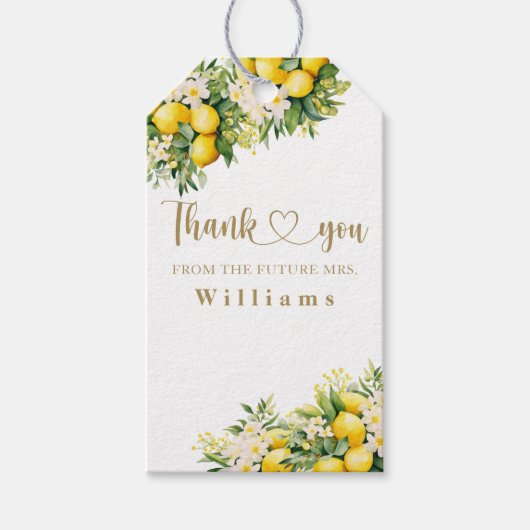 レモンサマーエレガントモダンブライダルシャワー ギフトタグ (正面)