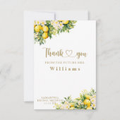 レモンサマーエレガントモダンブライダルシャワー サンキューカード (正面)
