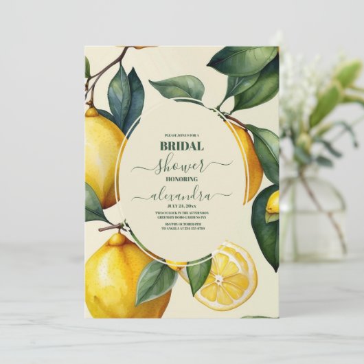 レモンサマーエレガントモダンブライダルシャワー 招待状 (スタンド正面)