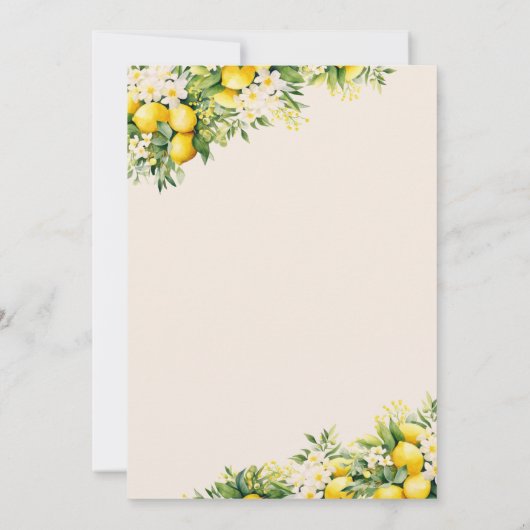 レモンサマーエレガントモダンブライダルシャワー 招待状 (裏面)