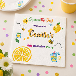 レモンサマーテーマ キッズ誕生日 スタンダードカクテルナプキン