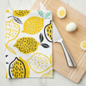 レモンサマーデザインヴィンテージイラストレーション キッチンタオル (四つ折り)