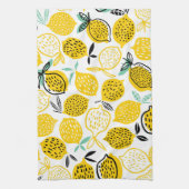 レモンサマーデザインヴィンテージイラストレーション キッチンタオル (縦)