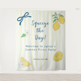 レモンサマーピクニックパーティーのタペストリー「Squeeze the Day」 タペストリー