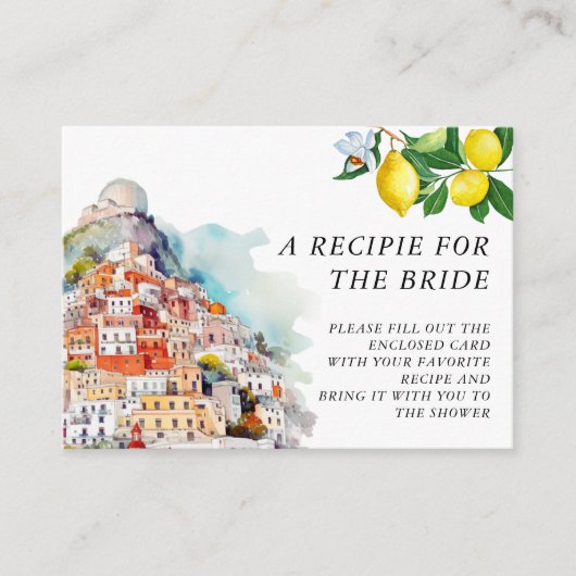 レモンサマーレシピリクエスイタリアンブライダルシャワー エンクロージャーカード (正面)
