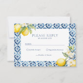 レモンサマー地中海のウェディングRSVPポストカード サンキューカード (正面)