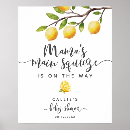 レモンサマー素朴ベビーシャワーウェルカムサイン ポスター (正面)