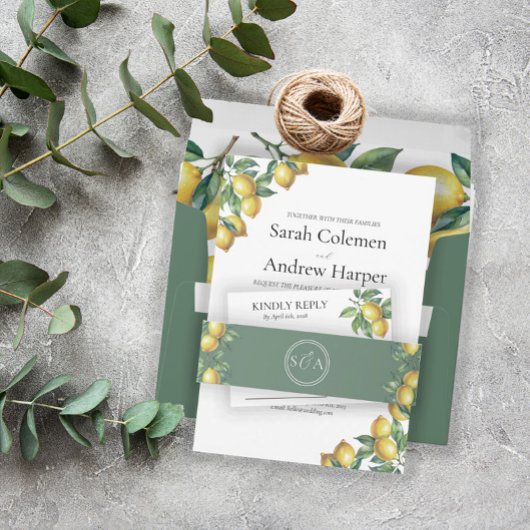 レモンシシ地中海のリアン目的地の結婚式 招待状