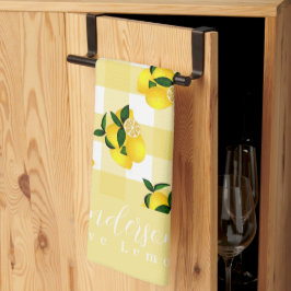 レモンシックイエロージンガム キッチンタオル