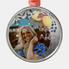 レモンシックモノグラムシルバーオーナメント メタルオーナメント