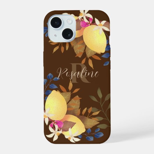 レモンシックモノグラムブラウン iPhone 15ケース (裏面)