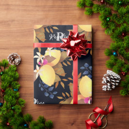 レモンシックモノグラムブラック ラッピングペーパー