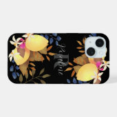 レモンシックモノグラムブラック iPhone 15ケース (裏面横)