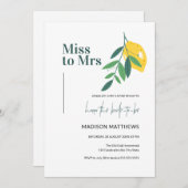 レモンシッ恋しく思トミセス・サマーブライダルシャワー 招待状 (正面/裏面)