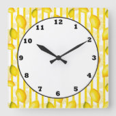 レモンシトラスおもしろいキッチンの果肉時計 スクエア壁時計 (正面)