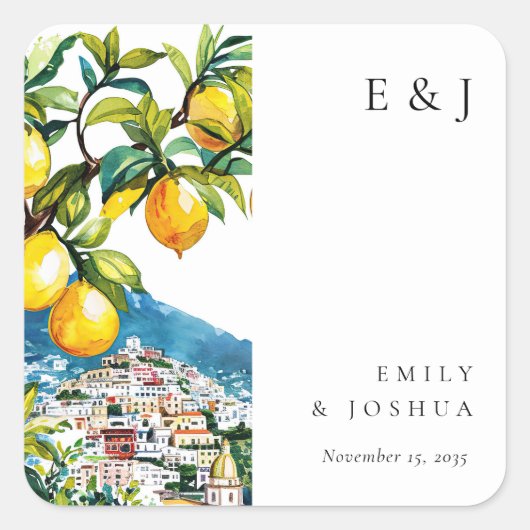 レモンシトラスアマルフィイタリアンコースト結婚ーズ スクエアシール (正面)