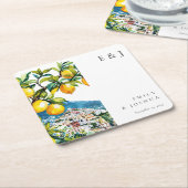 レモンシトラスアマルフィイタリアンコースト結婚ーズ スクエアペーパーコースター (アングル)