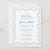 レモンシトラスイエローアンドブルーイタリアンブライダルシャワー 招待状 (正面)