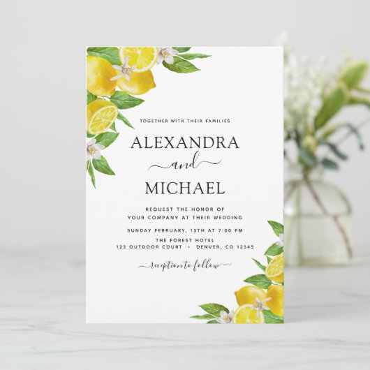 レモンシトラスイエローウォーター結婚カラー 招待状 (スタンド正面)