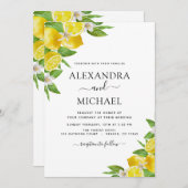 レモンシトラスイエローウォーター結婚カラー 招待状 (正面/裏面)