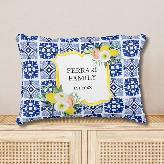 レモンシトラスイタリアンタ地中海のイル模様 アクセントクッション