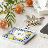 レモンシトラスイタリアンタ地中海のイル模様 キーホルダー (側面)