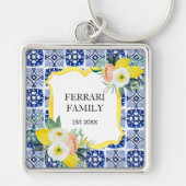 レモンシトラスイタリアンタ地中海のイル模様 キーホルダー (正面)