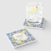 レモンシトラスイタリアンタ地中海のイル模様 ストーンコースター (横)