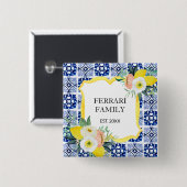 レモンシトラスイタリアンタ地中海のイル模様 缶バッジ (正面&裏面)