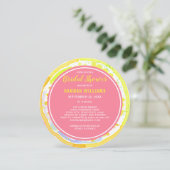 レモンシトラスウォーターカラーピンクブライダルシャワー招待状 招待状 (スタンド正面)