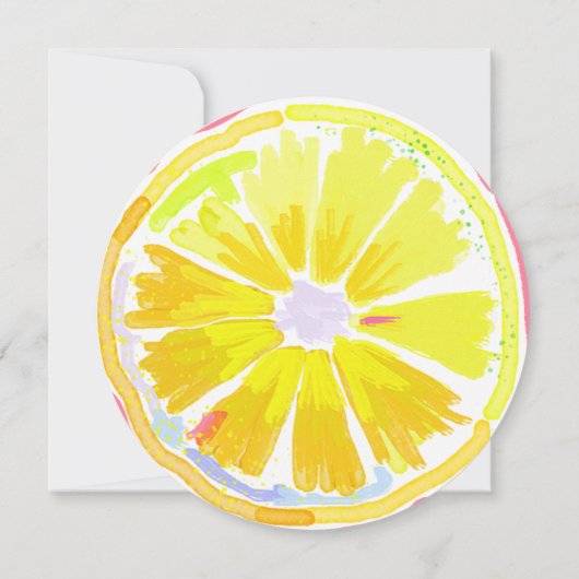 レモンシトラスウォーターカラーピンクブライダルシャワー招待状 招待状 (裏面)