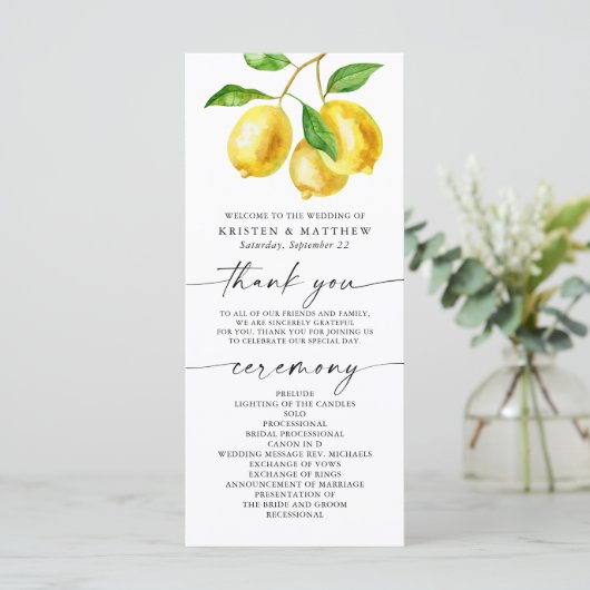レモンシトラスウォーター結婚式 プログラム (スタンド正面)