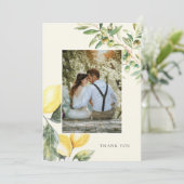 レモンシトラスエレガントなウェディングフォトサンキューカード サンキューカード (スタンド正面)