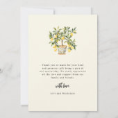 レモンシトラスエレガントなウェディングフォトサンキューカード サンキューカード (裏面)