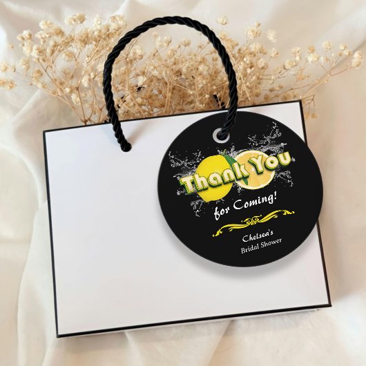 レモンシトラスエレガントブラックブライダルシャワーありがとう フェイバータグ