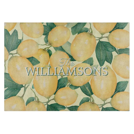 レモンシトラスグリーンパーソナライズされた カッティングボード (正面)