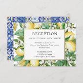 レモンシトラスグリーンリーフローラウェディングレセプション エンクロージャーカード (正面/裏面)