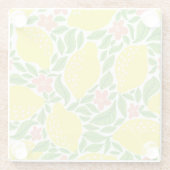 レモンシトラスサマーヴィンテージ模様 ガラスコースター (裏面)