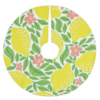 レモンシトラスサマーヴィンテージ模様 ブラッシュドポリエステルツリースカート