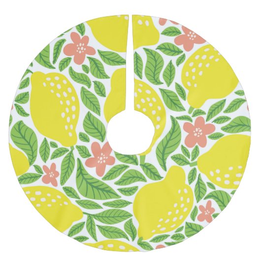 レモンシトラスサマーヴィンテージ模様 ブラッシュドポリエステルツリースカート (正面)