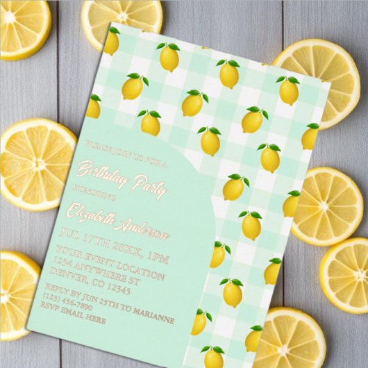 レモンシトラスサマー誕生日 箔招待状