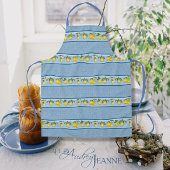 レモンシトラスストライプスファームハウスブルーフランスのカントリー エプロン