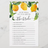 レモンシトラスダブルサイドブライダルシャワーゲーム (正面)