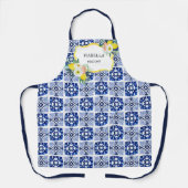 レモンシトラスネイビーブルーイタリアン地中海の エプロン (正面)
